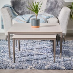 Phase Square Nest of Coffee Tables - Square Coffee Nest of Tables Latte Tones (Buwen) Matt Ceramic / Warm Brown Metal Frame - thumbnail 2