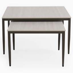 Phase Square Nest of Coffee Tables - Square Coffee Nest of Tables Latte Tones (Buwen) Matt Ceramic / Warm Brown Metal Frame - thumbnail 3