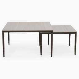 Phase Square Nest of Coffee Tables - Square Coffee Nest of Tables Latte Tones (Buwen) Matt Ceramic / Warm Brown Metal Frame - thumbnail 4