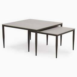 Phase Square Nest of Coffee Tables - Square Coffee Nest of Tables Latte Tones (Buwen) Matt Ceramic / Warm Brown Metal Frame - thumbnail 1