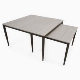 Phase Square Nest of Coffee Tables - Square Coffee Nest of Tables Latte Tones (Buwen) Matt Ceramic / Warm Brown Metal Frame - thumbnail 7