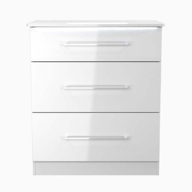 Portland 3 Drawer Deep Chest - 3 Drawer Deep Chest - WGW - White Gloss & White - image 1