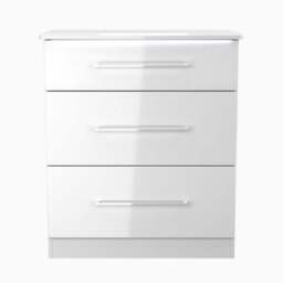 Portland 3 Drawer Deep Chest - 3 Drawer Deep Chest - WGW - White Gloss & White