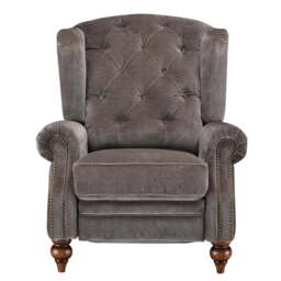 Buckingham Armchair - Buckingham Wing Chair Vintage Leather - Feet: 140mm Grey Oak With Castor / Studs: Antique Brass / VINTAGE V-1987 Vintage Rosewood