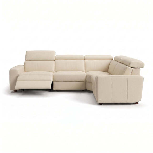 Nicoletti Rossini Corner Sofa - Corner Group with Power Recliner & Headrest CB - Right Hand Facing - Power with Power Headrest & USB - Torello PS Bianco 93 - image 1