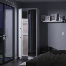 Portland Tall Double Mirror Wardrobe - Tall Double Mirror Wardrobe - GGDG - Grey Gloss & Dusk Grey - thumbnail 2