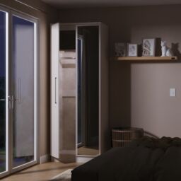 Portland Tall Double Mirror Wardrobe - Tall Double Mirror Wardrobe - GGDG - Grey Gloss & Dusk Grey - thumbnail 6