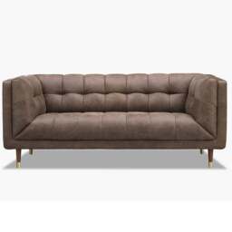 Cassia Small 3 Seater Sofa - 2.5 Seater Sofa Voyager Leather - Feet: 178mm Brass Tipped Legs Mahogany / VOYAGER Y-1781 Single Malt - thumbnail 1