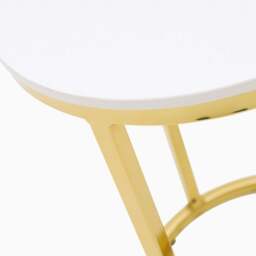 Circo Side Table - Round End Table White Ceramic Top/Gold Powder Coated Metal Legs - thumbnail 3