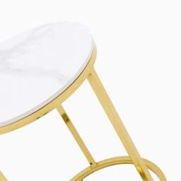 Circo Side Table - Round End Table White Ceramic Top/Gold Powder Coated Metal Legs - thumbnail 4