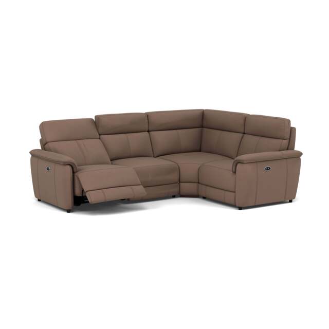 Orkney Small Corner Recliner Sofa - Combination 8 2.5 Corner 1.25 Power Fabric - Right Hand Facing - Power Recliner with USB - BFA-MAD-05 DARK TAUPE - image 1