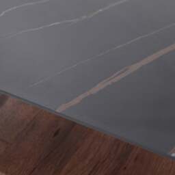 Milburn Side Table - End Table Saroland Sintered Stone / Brown Cherry Paper Veneer / Black Metal Frame - thumbnail 5
