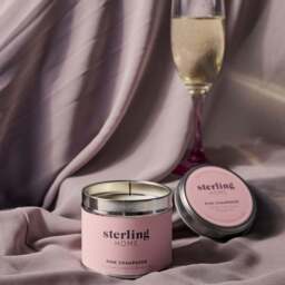 Sterling Home Fragrance Pink Champagne Tin Candle - DISC 180G Soy Blend Tin Candle Pink Champagne