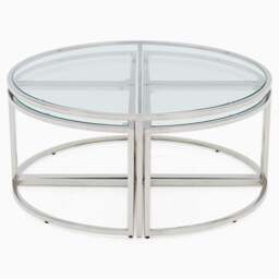 Venice Large Coffee Table - Grand Coffee Table Set Clear Glass / Stainless Steel - thumbnail 3