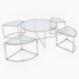 Venice Large Coffee Table - Grand Coffee Table Set Clear Glass / Stainless Steel