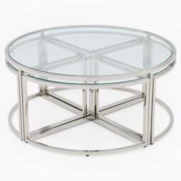 Venice Large Coffee Table - Grand Coffee Table Set Clear Glass / Stainless Steel - thumbnail 2