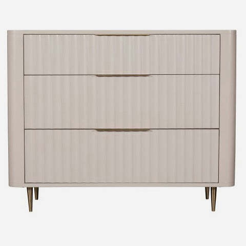 Saskia 3 Drawer Cabinet - 3 Drawer Chest Soft Grey Painted / Brass - image 1