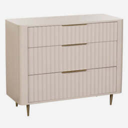 Saskia 3 Drawer Cabinet - 3 Drawer Chest Soft Grey Painted / Brass - thumbnail 3