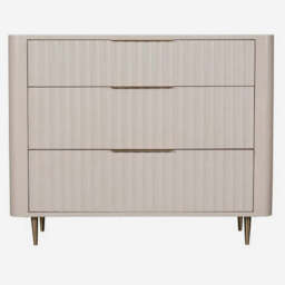 Saskia 3 Drawer Cabinet - 3 Drawer Chest Soft Grey Painted / Brass