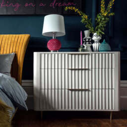Saskia 3 Drawer Cabinet - 3 Drawer Chest Soft Grey Painted / Brass - thumbnail 2