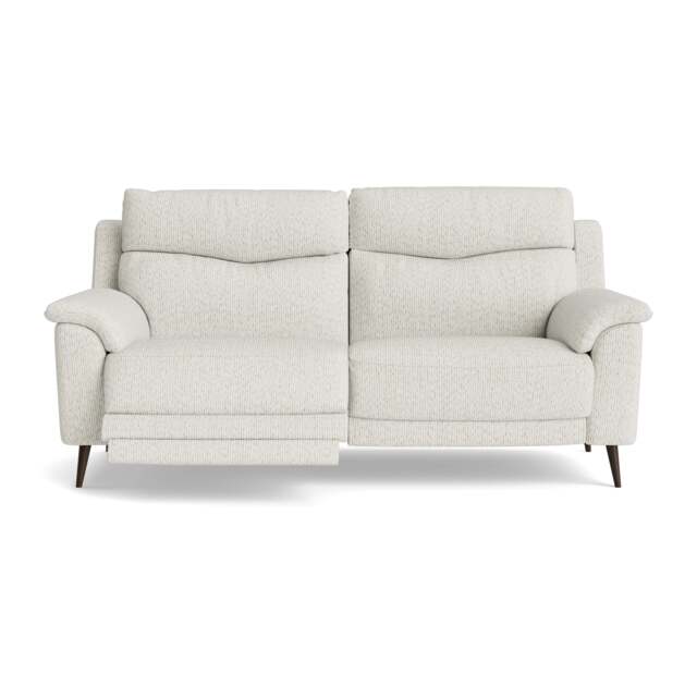 Revel Small 3 Seater Recliner Sofa - 2.5 Seater Sofa with 2 Power Recliners (Compact) Fabric - Power Recliner with USB - FAB-LKV - 18 FROST - image 1