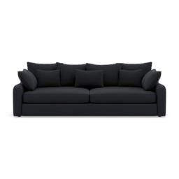 Thalia 3 Seater Sofa - Large Split Sofa Grade B - Split Back Frame - Pillow Back / Plush Velvet Charcoal - thumbnail 1