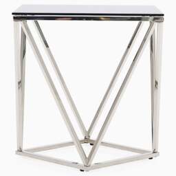Pisa Side Table - Lamp Table Smoked Glass / Stainless Steel - thumbnail 1