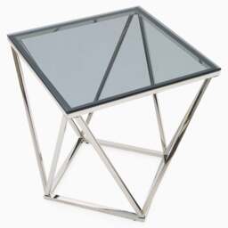 Pisa Side Table - Lamp Table Smoked Glass / Stainless Steel - thumbnail 4