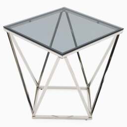 Pisa Side Table - Lamp Table Smoked Glass / Stainless Steel - thumbnail 3