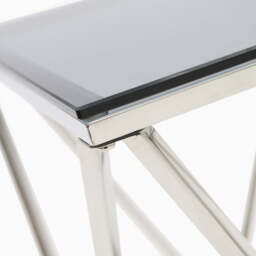 Pisa Side Table - Lamp Table Smoked Glass / Stainless Steel - thumbnail 5
