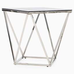 Pisa Side Table - Lamp Table Smoked Glass / Stainless Steel - thumbnail 2