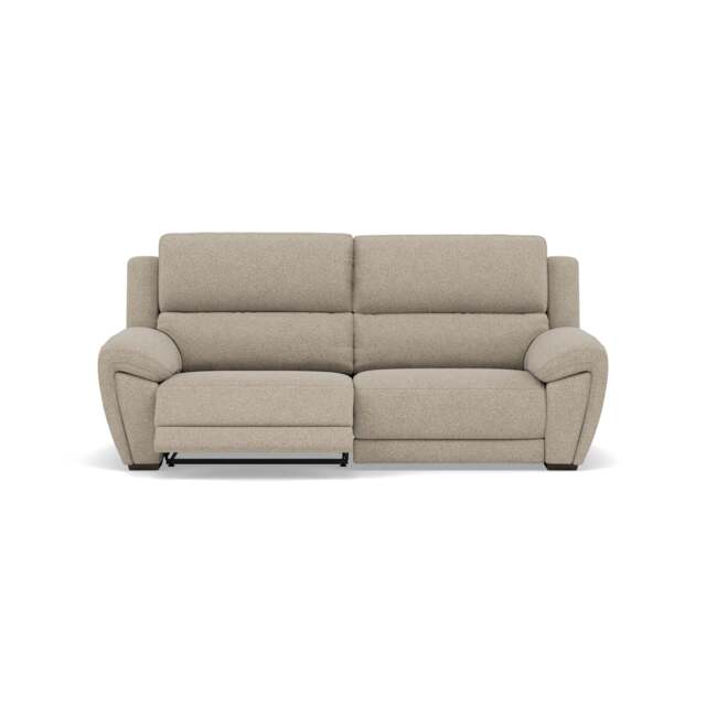 Echo 3 Seater Recliner Sofa - 2.5 Seater Sofa 2 Power Recliners Lumber Support Fabric - Power With Power Headrest Footrest Lumbar & USB - FAB-MIL-120 MINK - image 1