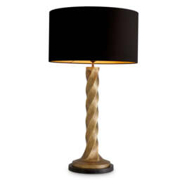 Eichholtz Costanza Table Lamp Vintgae Brass Finish Black Granite Base - Table Lamp Costanza