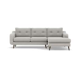 Phoebe Large Chaise Sofa - Large Chaise Sofa RHF Standard Back Grade B - Right Hand Facing - Plush Velvet Silver / American Walnut - thumbnail 1