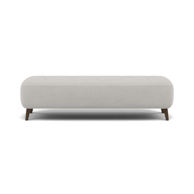 Phoebe Footstool - Medium Bench Stool Grade B - Plush Velvet Silver / American Walnut - image 1
