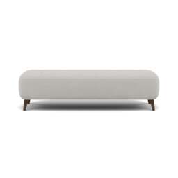 Phoebe Footstool - Medium Bench Stool Grade B - Plush Velvet Silver / American Walnut - thumbnail 1