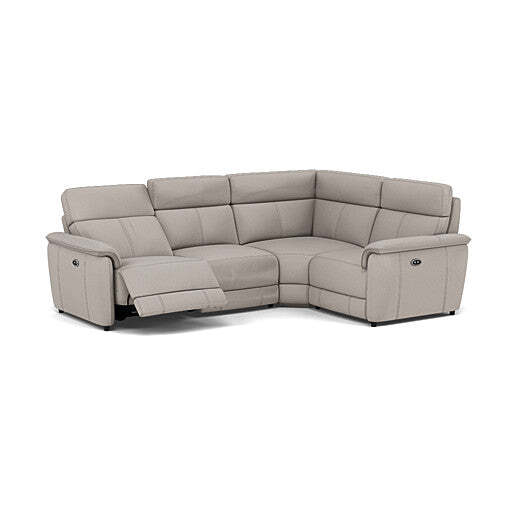 Orkney Small Corner Recliner Sofa - Combination 8 2.5 Corner 1.25 Power Fabric - Right Hand Facing - Power Recliner with USB - BFAMAD-02 SILVER GREY - image 1