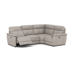 Orkney Small Corner Recliner Sofa - Combination 8 2.5 Corner 1.25 Power Fabric - Right Hand Facing - Power Recliner with USB - BFAMAD-02 SILVER GREY