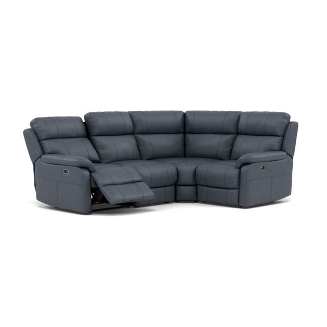 Fara Small Corner Recliner Sofa - Combination 5 2 Corner 1 with 2 Power Recliners Cat 25S - Right Hand Facing - Power Recliner with USB - NCS-313E OCEAN BLUE - image 1