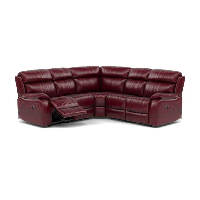 Galaxy Corner Recliner Sofa - Combination 3 2 Corner 2 with 2 Power Recliners Cat 20S - Left Hand Facing - Power Recliner with USB - BVS-035C DEEP RED - image 1