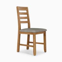 Solvi Pair of Oak/Linen Dining Chairs - Dining Chair - Pair Oak / Linen - thumbnail 2