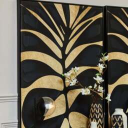 Astratto Canvas Black Leaf Design Wall Art - SALE Astratto Canvas Black Leaf Design Wall Art - thumbnail 2