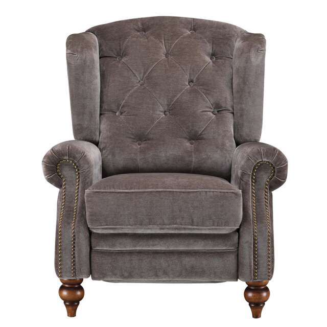 Buckingham Armchair - Buckingham Wing Chair Vintage Leather - Feet: 140mm Antique Walnut with Castor / Studs: Pewter / VINTAGE V-1987 Vintage Rosewood - image 1