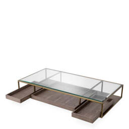 Eichholtz Roxton Coffee Table Brushed Brass Finish  Clear Glass  Grey Veneer - Coffee Table Brushed Brass Finish  Clear Glass  Grey Veneer - thumbnail 3