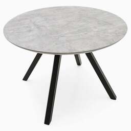 Akida Round Dining Table - Round Dining Table Faux Concrete / Black Powder - thumbnail 3