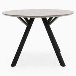 Akida Round Dining Table - Round Dining Table Faux Concrete / Black Powder - thumbnail 2