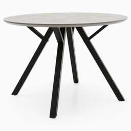 Akida Round Dining Table - Round Dining Table Faux Concrete / Black Powder - thumbnail 1