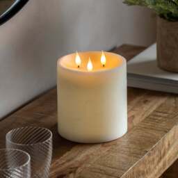 LED 3 Wick Cream Candle - LED 3 Wick Candle Ivory 15CM - thumbnail 1
