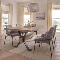 Dakota Large Dining Table & 4 Grey Dining Chairs Set - thumbnail 2