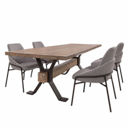 Dakota Large Dining Table & 4 Grey Dining Chairs Set - thumbnail 1